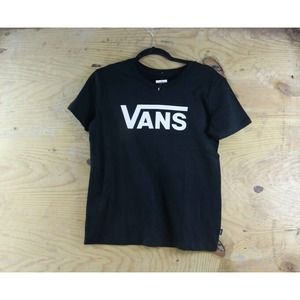 Vans Tee Shirt Womens Medium Logo Black White Crewneck Short Sleeve Cotton Blend